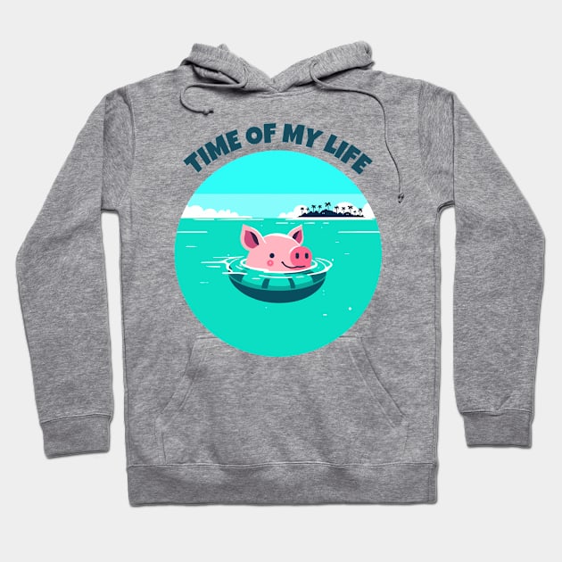 Time of My Life | Swimming Pig of the Bahamas Floating in the Sea | Piglet | Travel | Animal | Cruise | Vacation | Beach | Summer Hoodie by octoplatypusclothing@gmail.com